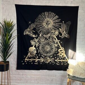 Urban Outfitters Black and Gold Tapestry